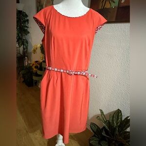 Dress Barn orange belted dress size 16